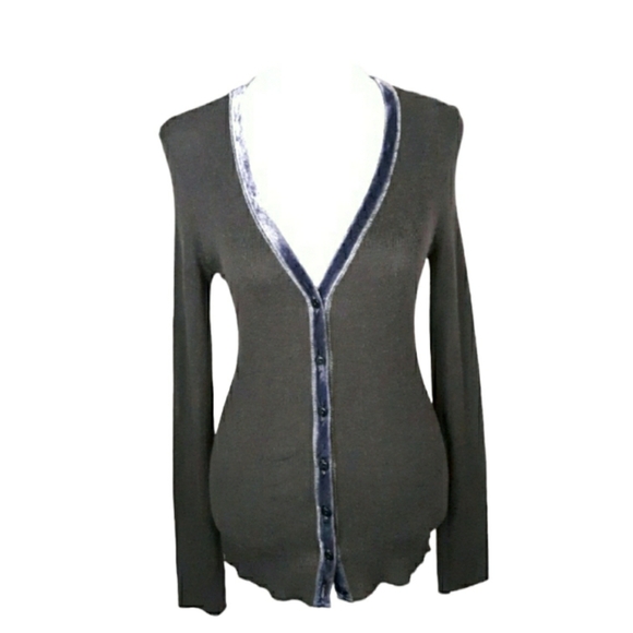 LIN'N LAUNDRY Slim Ribbed Knit Alpaca Blend Cardigan L Gray NWOT - Picture 1 of 5